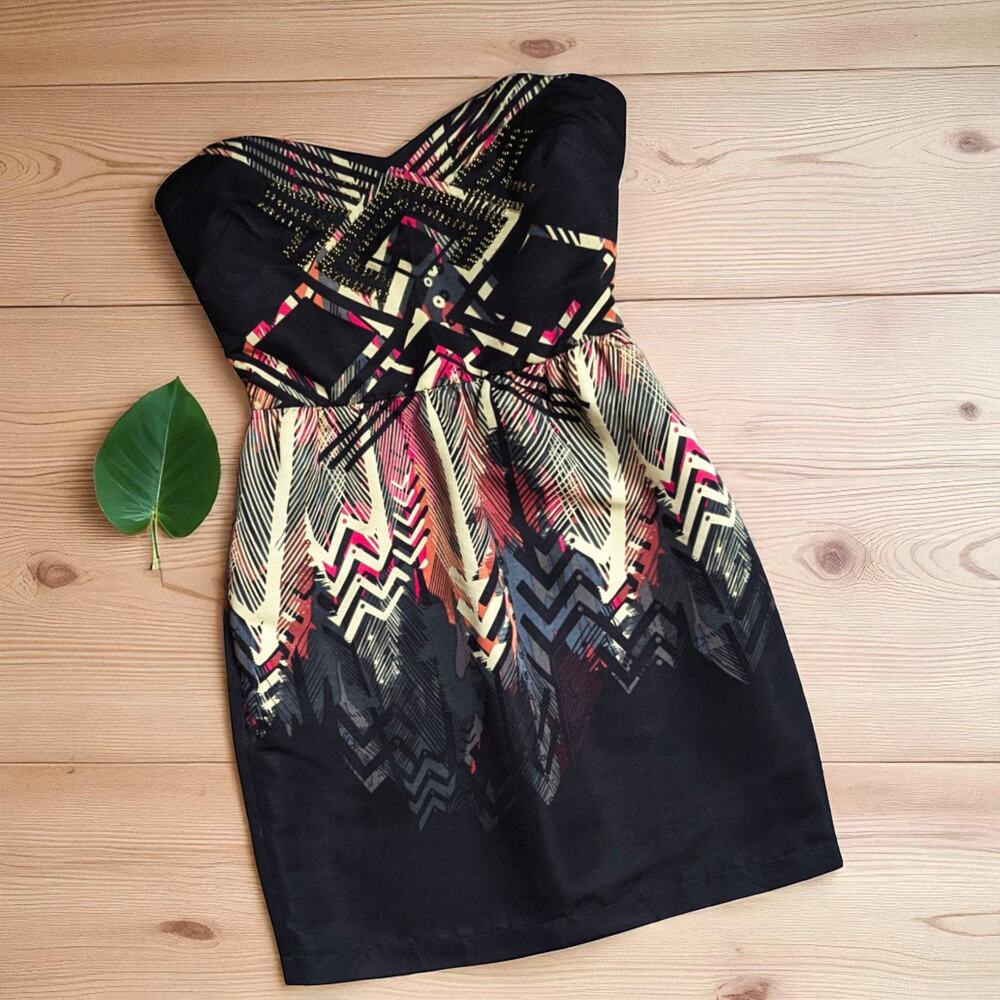 Unique Party Event URBAN OUTFITTERS Strapless ECOTE Printed Beaded Dress XS